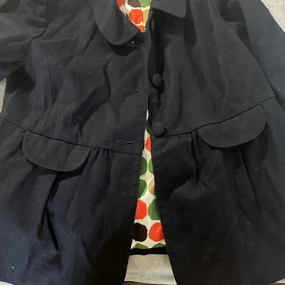 J. Crew Black Pea Coat with Colorful Lining - Picture 6 of 7